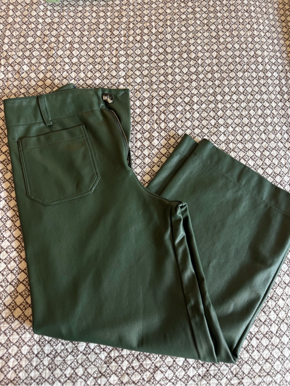 Women’s Dark Green Faux Leather Maeve Pants
